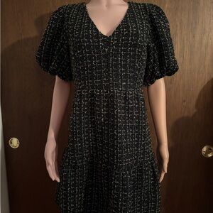 Sugarlips Black Puff Sleeve V-Neck Sundress